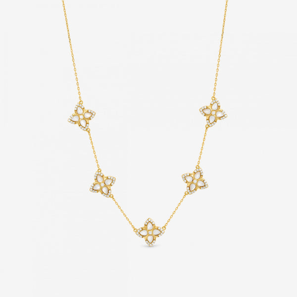 Jon Richard 14ct Gold Plated and Mother of Pearl Clover Necklace