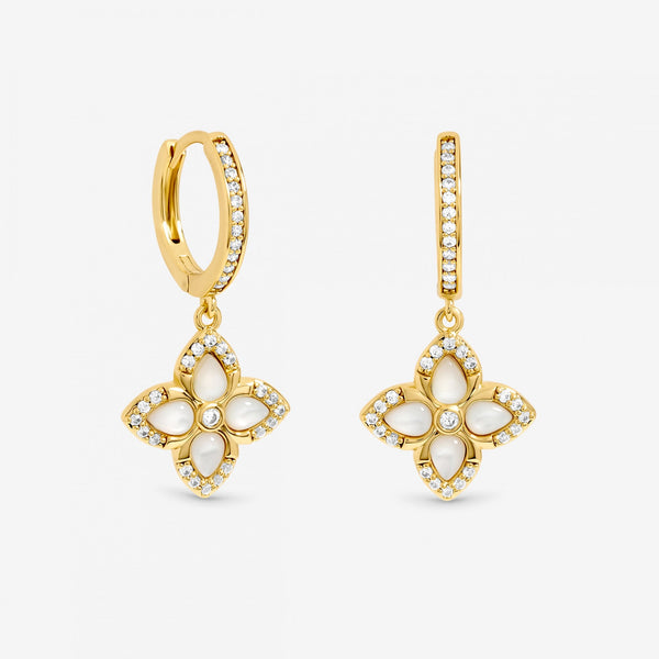 Jon Richard 14ct Gold Plated Pearl Clover Earrings