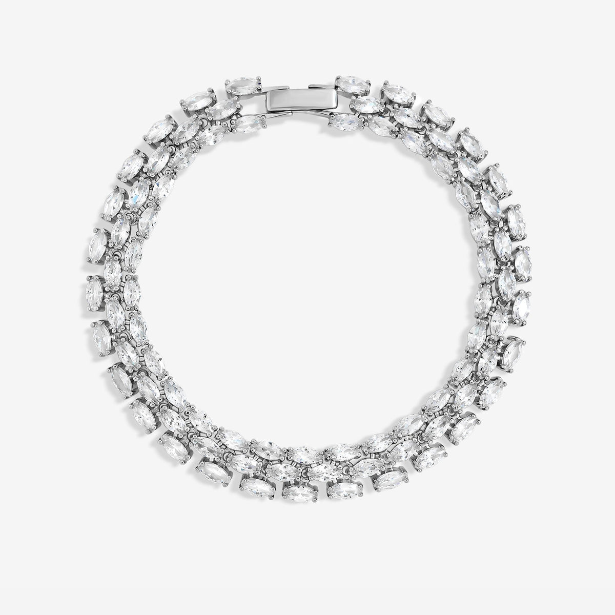 Jon Richard Rhodium Plated and Cubic Zirconia Navette Bracelet