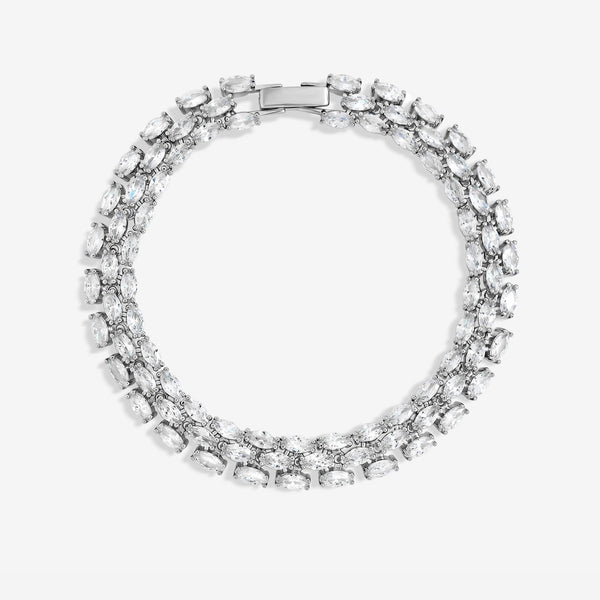 Jon Richard Rhodium Plated and Cubic Zirconia Navette Bracelet