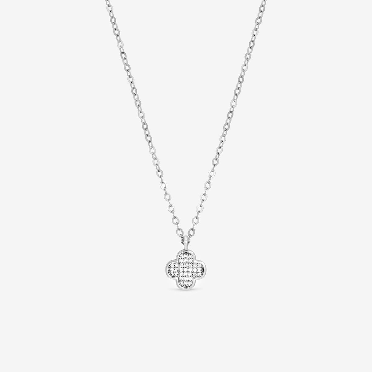 Jon Richard Rhodium Plated Micro Pave Clover Pendant