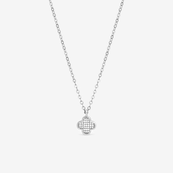 Jon Richard Rhodium Plated Micro Pave Clover Pendant
