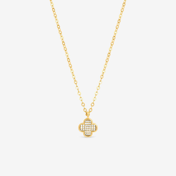 Jon Richard Gold Plated Mirco Pave Clover Pendant