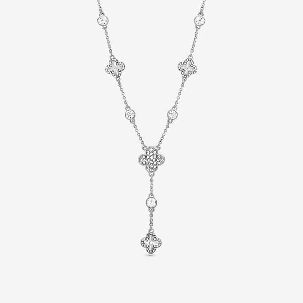 Mood Silver Pave Clover Y Drop Necklace