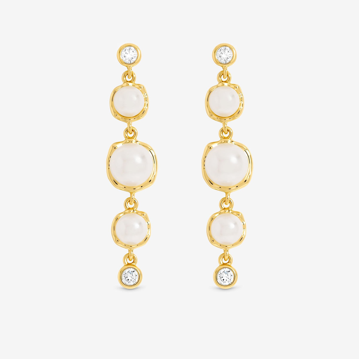 Jon Richard 14ct Gold Plated Graduated Pearl Drop Earrings