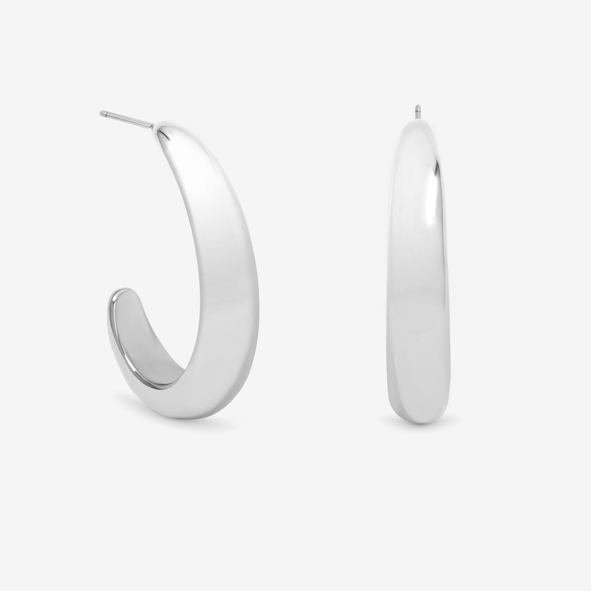 Jon Richard Silver Plated Polished Large Curve Hoops
