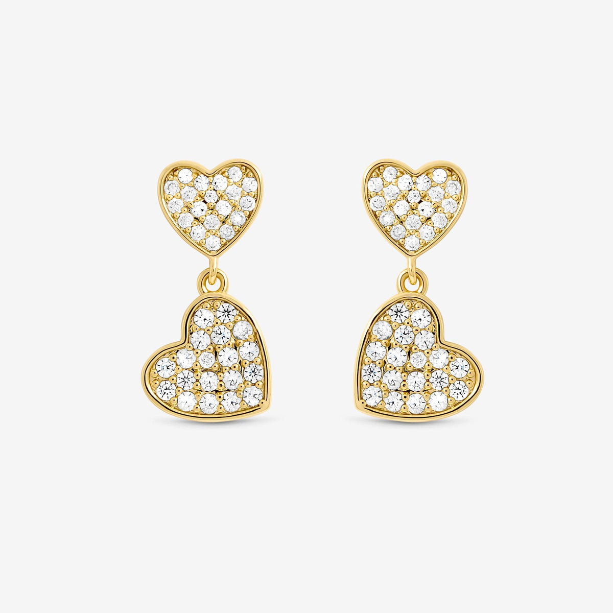 Jon Richard 18ct Gold Plated Micro Pave Heart Earrings