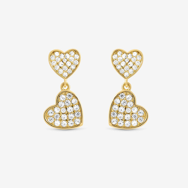 Jon Richard 18ct Gold Plated Micro Pave Heart Earrings