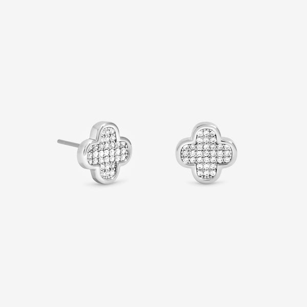 Jon Richard Rhodium Plated Micro Pave Stud Earrings