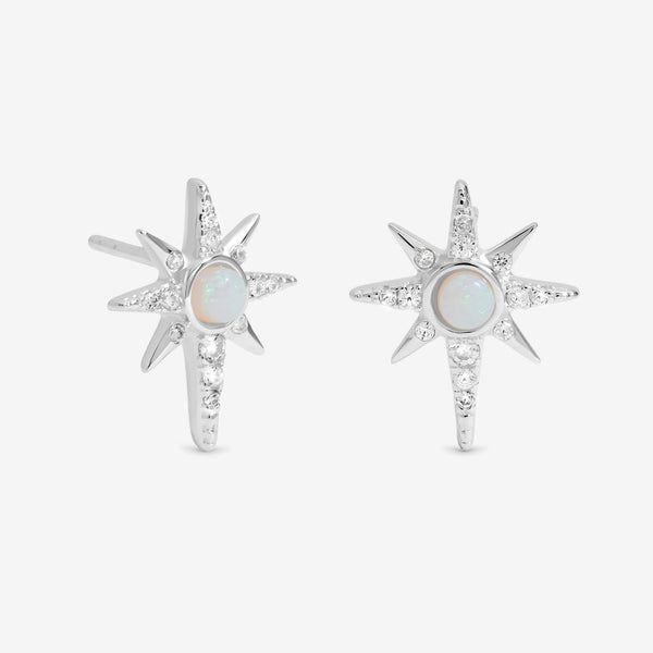 Simply Silver Sterling Silver 925 Celestial Opal Stud Earrings
