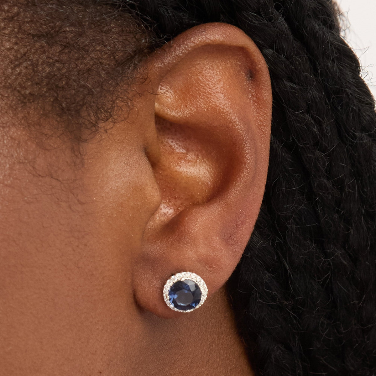 Simply Silver Sterling Silver 925 Cubic Zirconia Sapphire Halo Stud Earrings