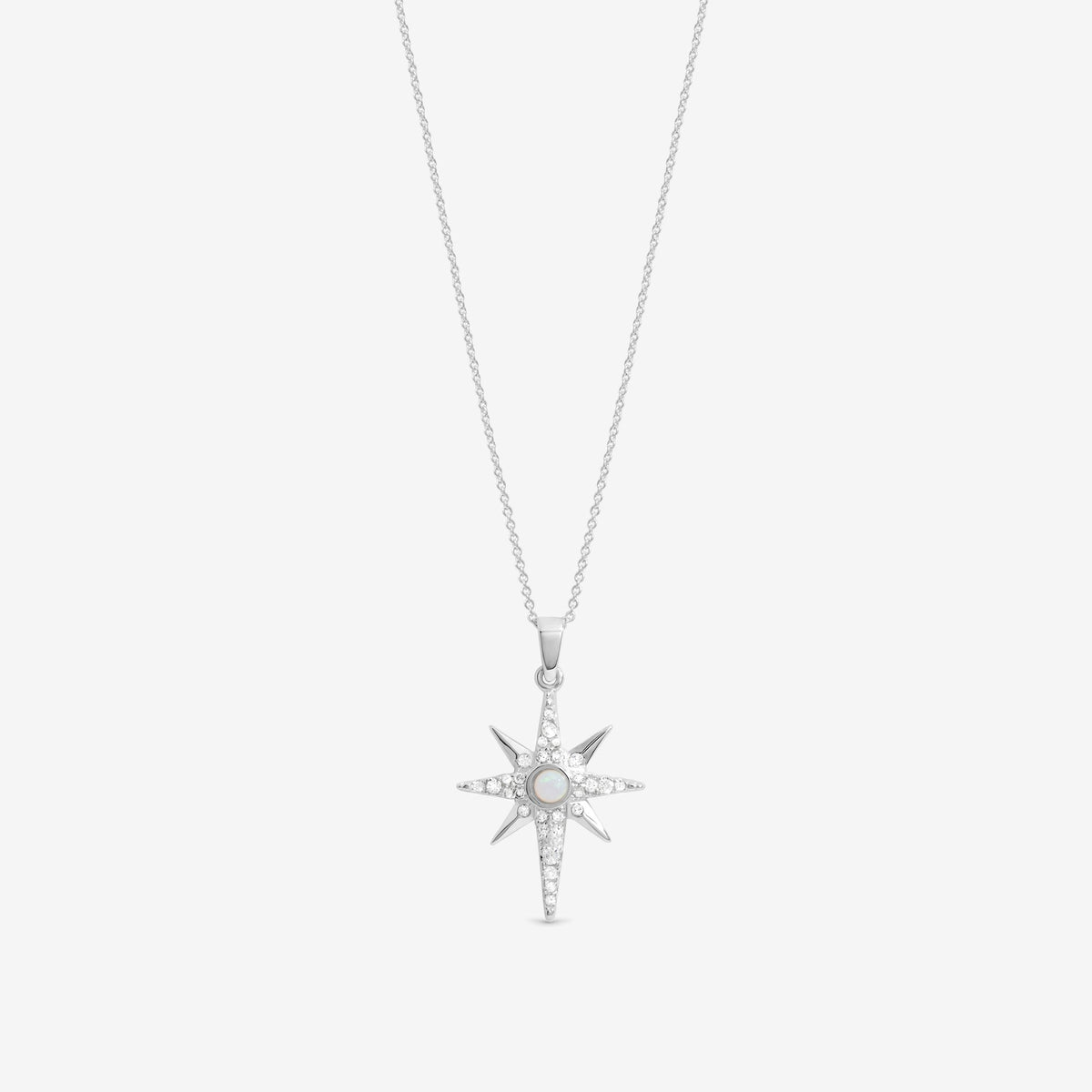 Simply Silver Sterling Silver 925 Cubic Zirconia and Opal Celestial Pendant - Gift Pouch