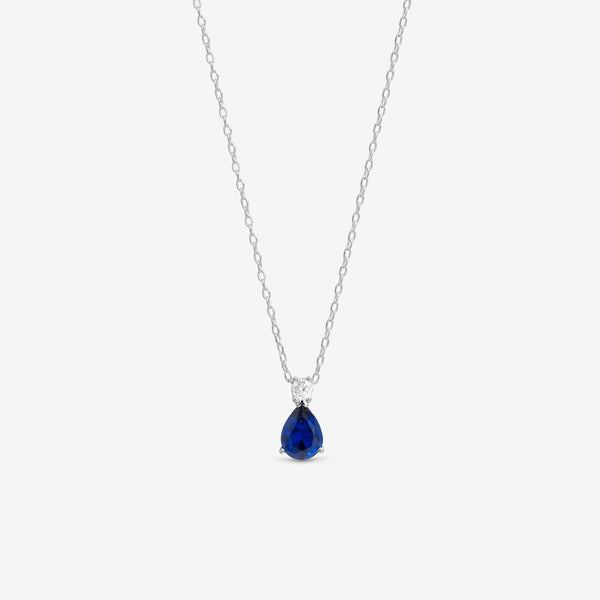 Simply Silver Sterling Silver 925 Cubic Zirconia Sapphire Pendant - Gift Pouch
