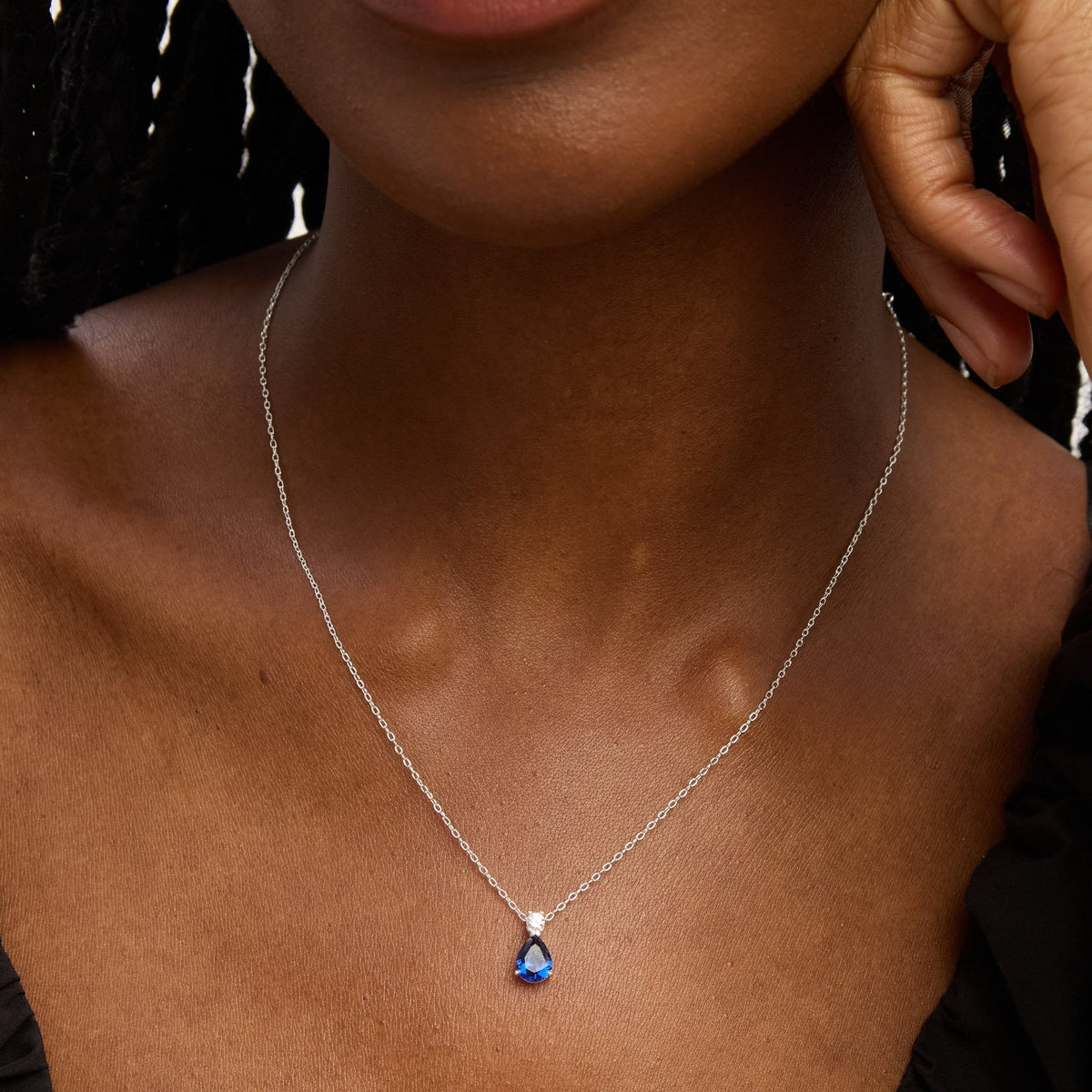Simply Silver Sterling Silver 925 Cubic Zirconia Sapphire Pendant - Gift Pouch
