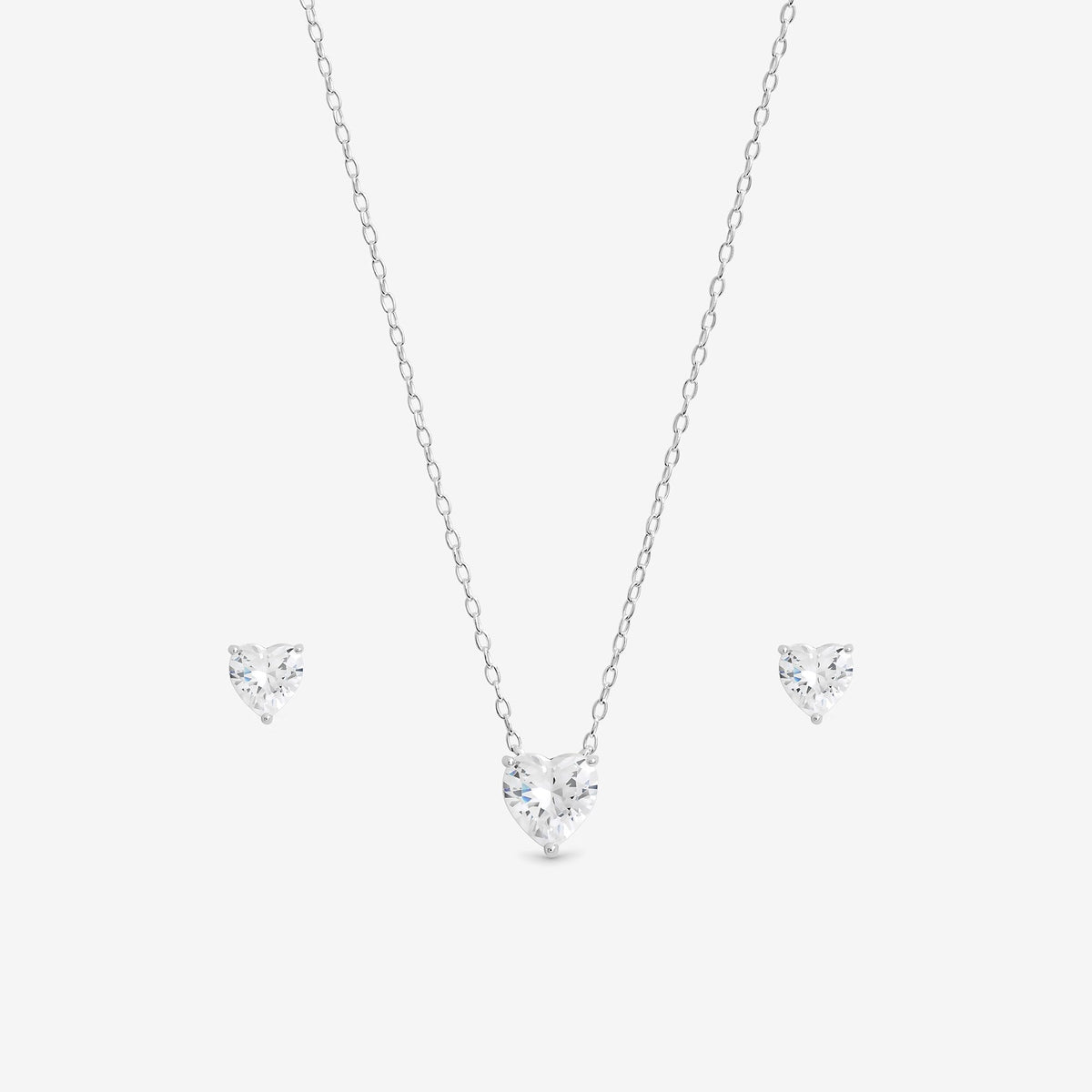 Simply Silver Sterling Silver 925 Cubic Zirconia Bezel Heart Set