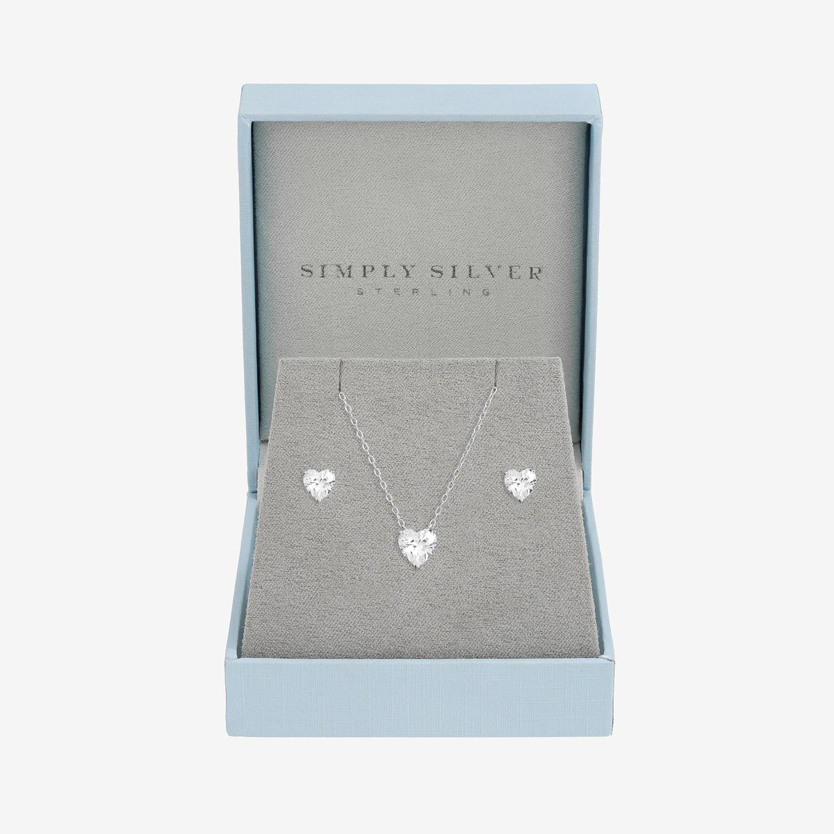 Simply Silver Sterling Silver 925 Cubic Zirconia Bezel Heart Set