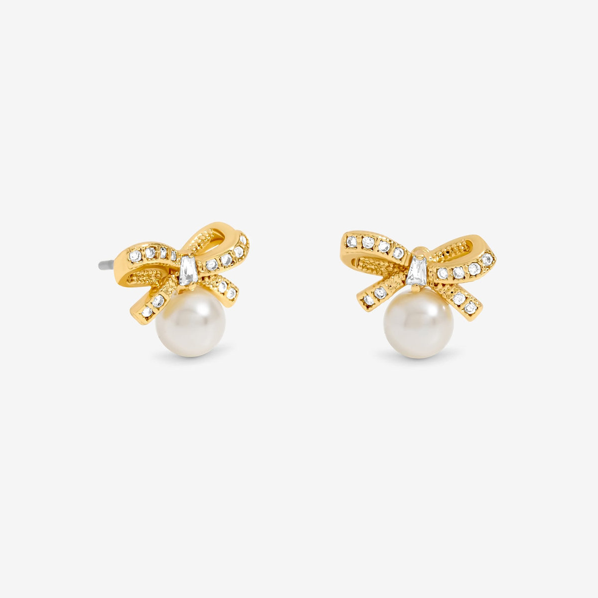Jon Richard 18ct Gold Plated Bow and Pearl Earrings - Gift Cracker