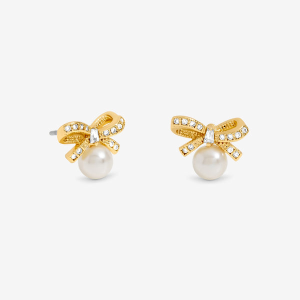 Jon Richard 18ct Gold Plated Bow and Pearl Earrings - Gift Cracker