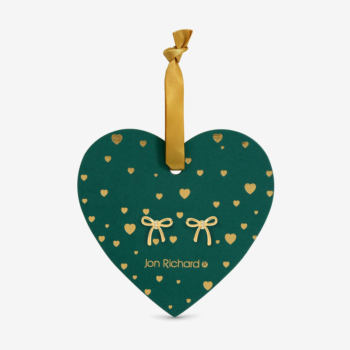 Jon Richard 18ct Gold Plated Bow Earrings - Hanging Heart