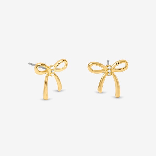 Jon Richard 18ct Gold Plated Bow Earrings - Hanging Heart
