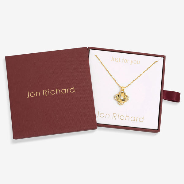 Jon Richard 18ct Gold Plated Clover Pendant - Gift Box