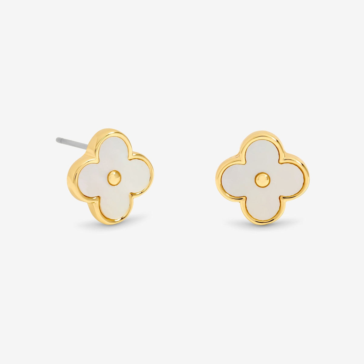 Jon Richard 18ct Gold Plated and Mother of Pearl Clover Earrings - Hanging Heart