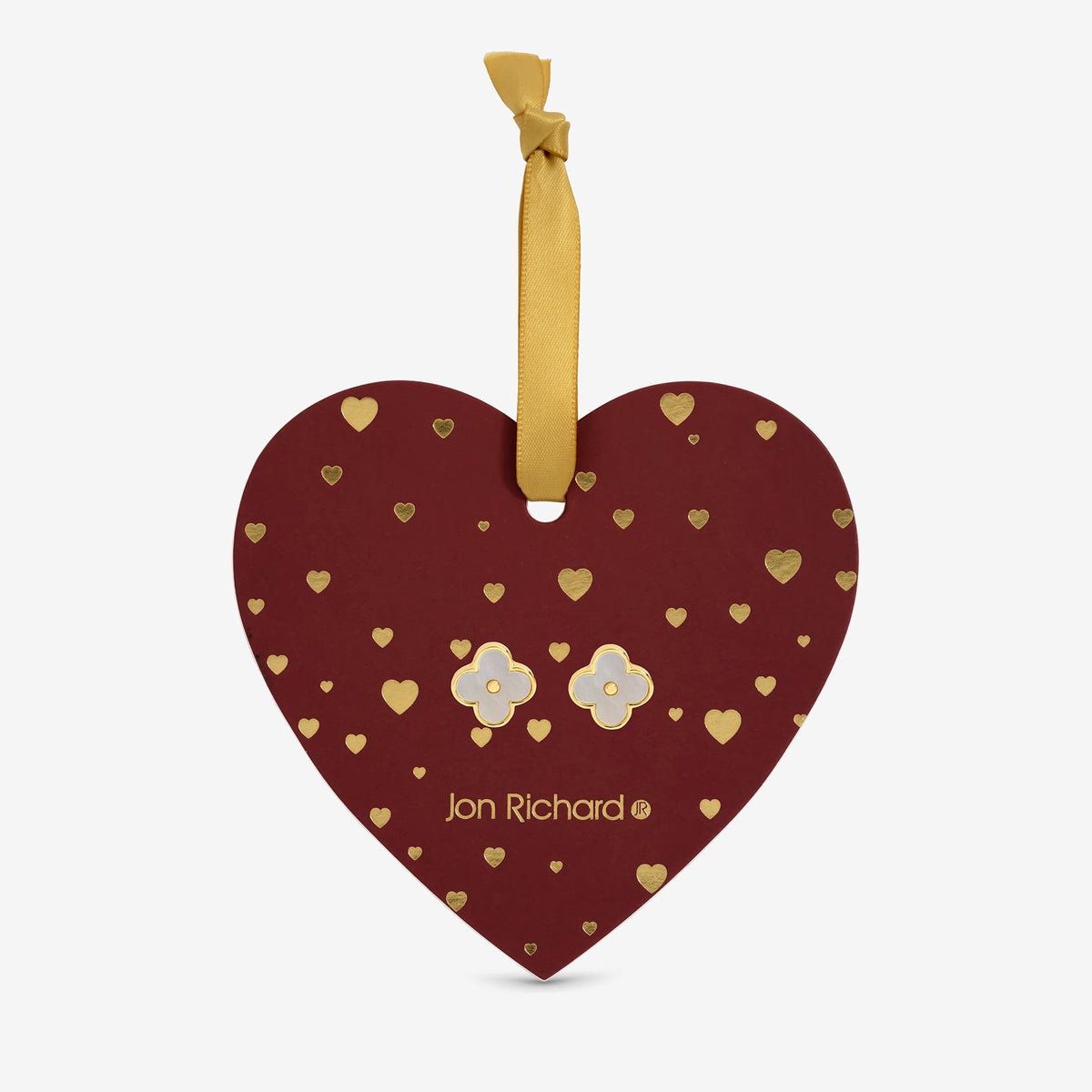 Jon Richard 18ct Gold Plated and Mother of Pearl Clover Earrings - Hanging Heart