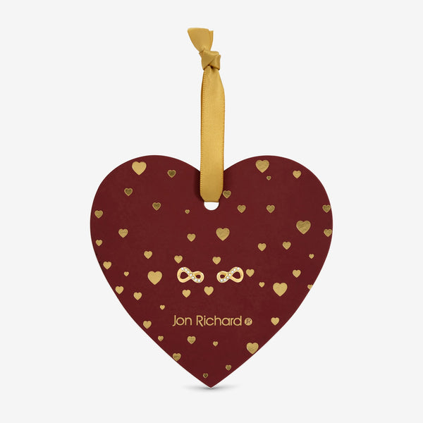 Jon Richard 18ct Gold Plated Pave Infinity Earrings - Hanging Heart