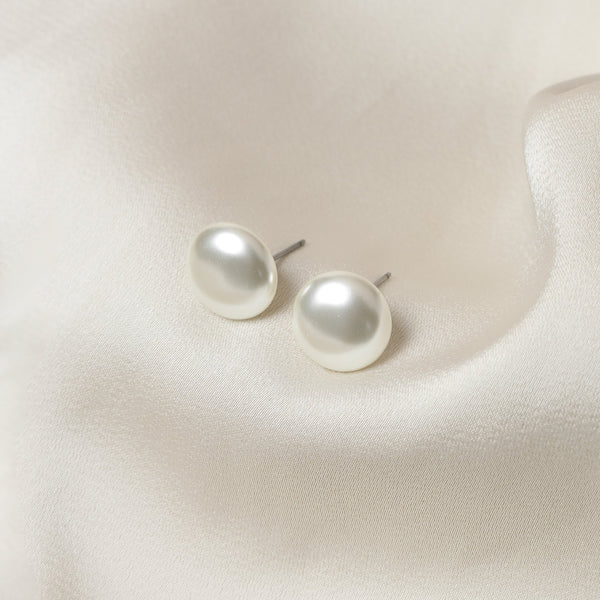 Jon Richard Cream Large Bouton Pearl Earrings