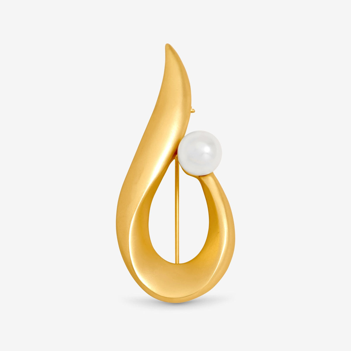 Jon Richard Gold Plated Satin Swirl and Pearl Brooch - Gift Box