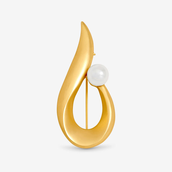 Jon Richard Gold Plated Satin Swirl and Pearl Brooch - Gift Box