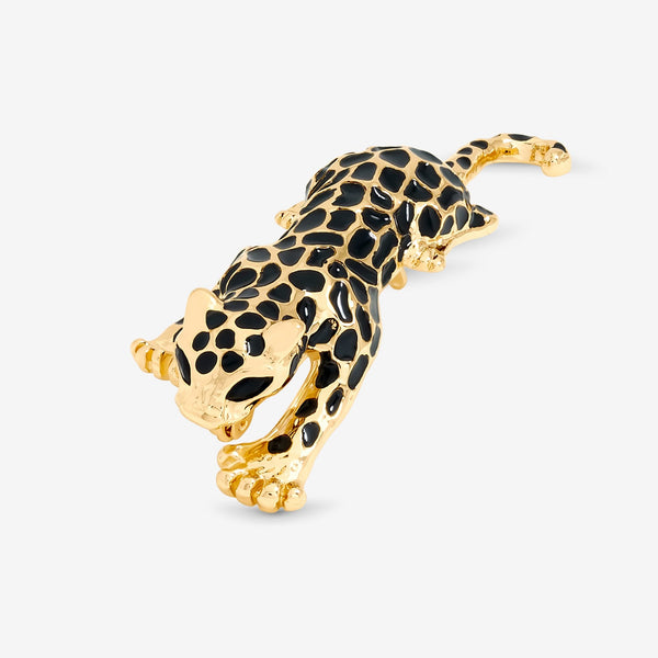 Jon Richard Gold Plated and Jet Leopard Brooch - Gift Box