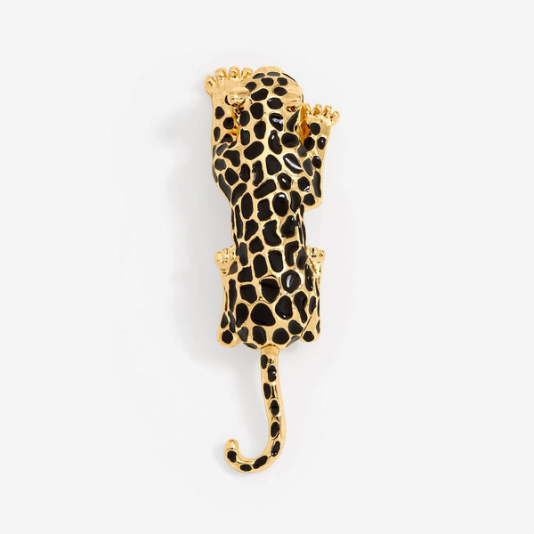 Jon Richard Gold Plated and Jet Leopard Brooch - Gift Box