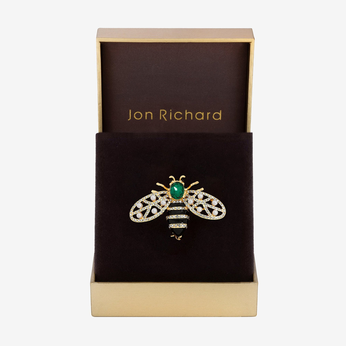 Jon Richard Gold Plated and Crystal Bumble Bee Brooch - Gift Box