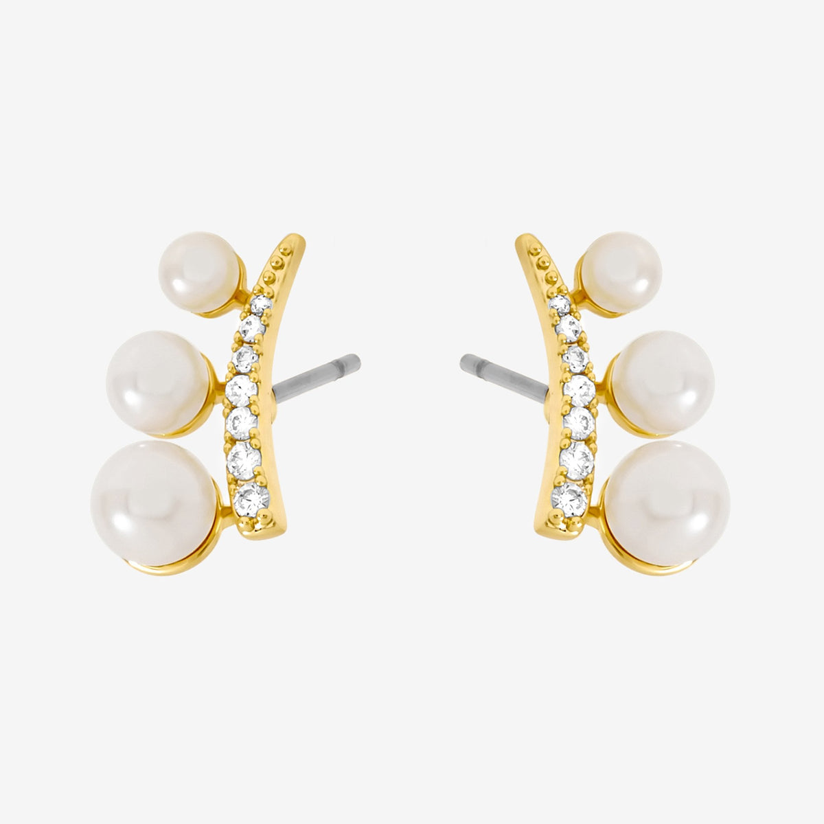 Jon Richard Gold Plated Crystal and Pearl Mini  Climber Earrings