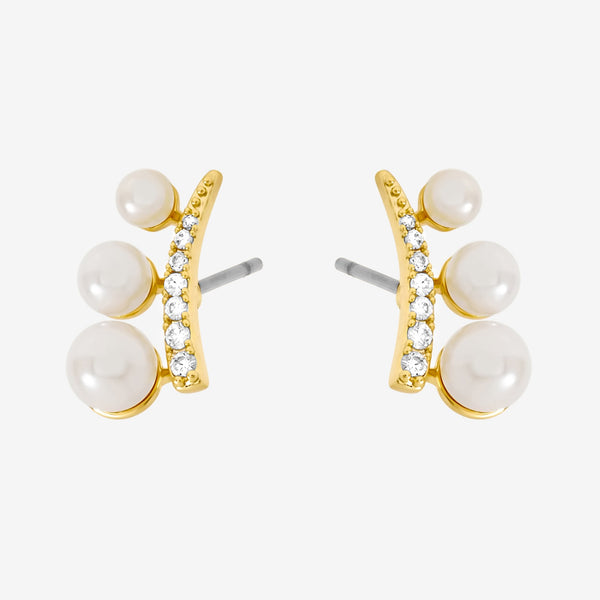 Jon Richard Gold Plated Crystal and Pearl Mini  Climber Earrings