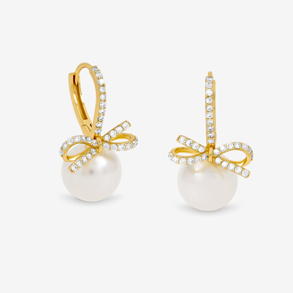 Jon Richard Gold Plated Crystal Bow and Pearl Hoops