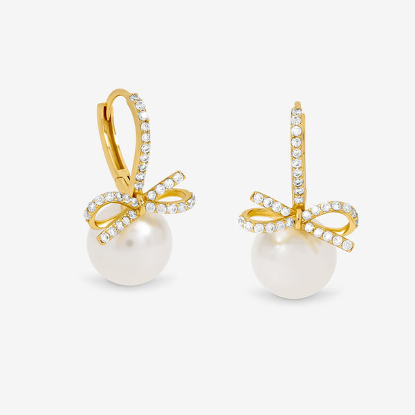 Jon Richard Gold Plated Crystal Bow and Pearl Hoops
