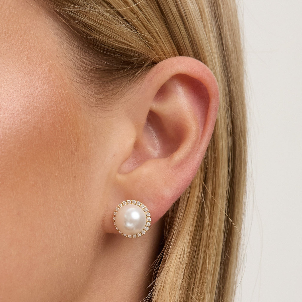 Jon Richard Gold Plated Cubic Zirconia and Pearl Stud Earrings