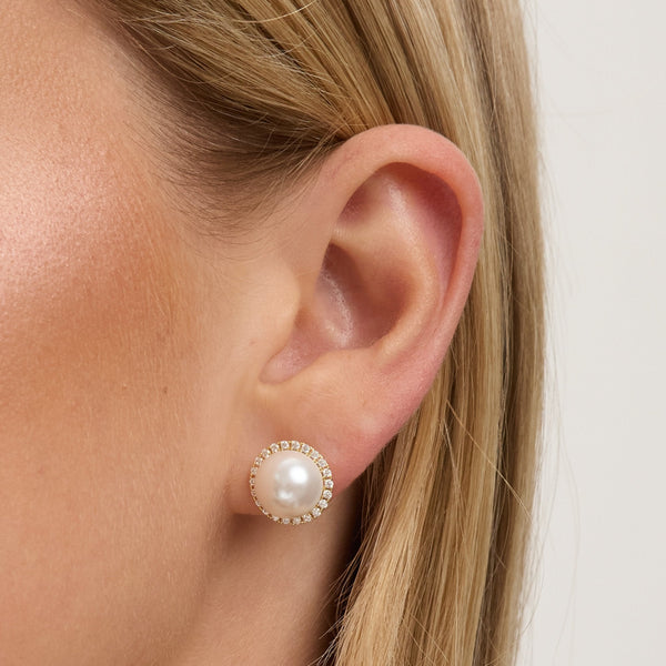 Jon Richard Gold Plated Cubic Zirconia and Pearl Stud Earrings