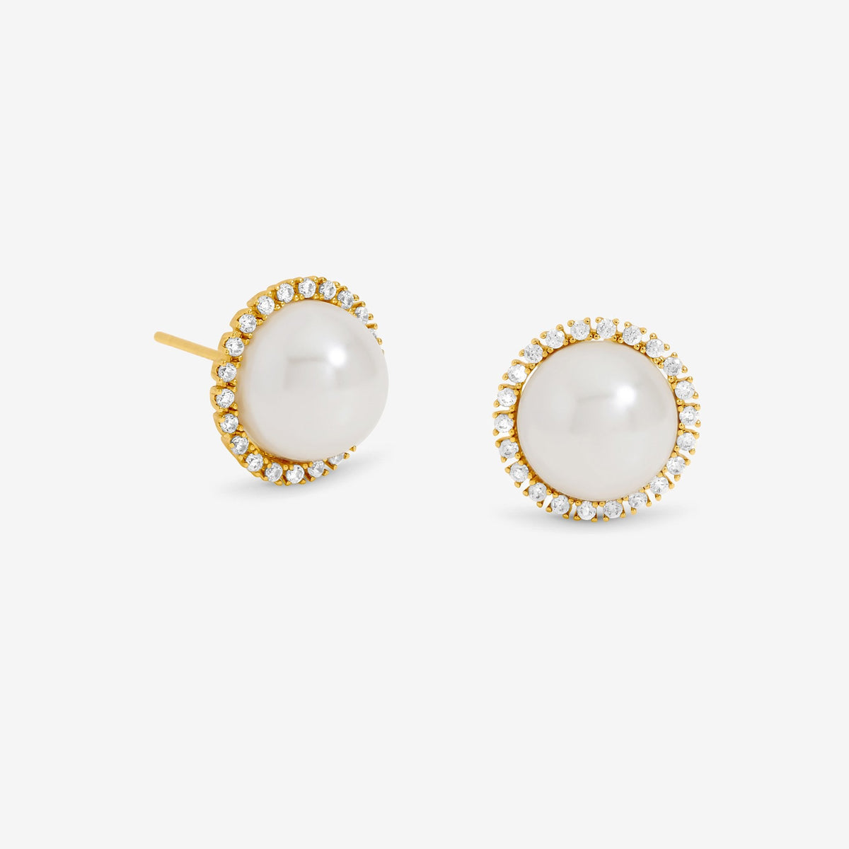 Jon Richard Gold Plated Cubic Zirconia and Pearl Stud Earrings