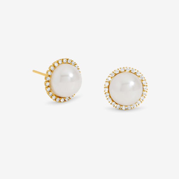 Jon Richard Gold Plated Cubic Zirconia and Pearl Stud Earrings