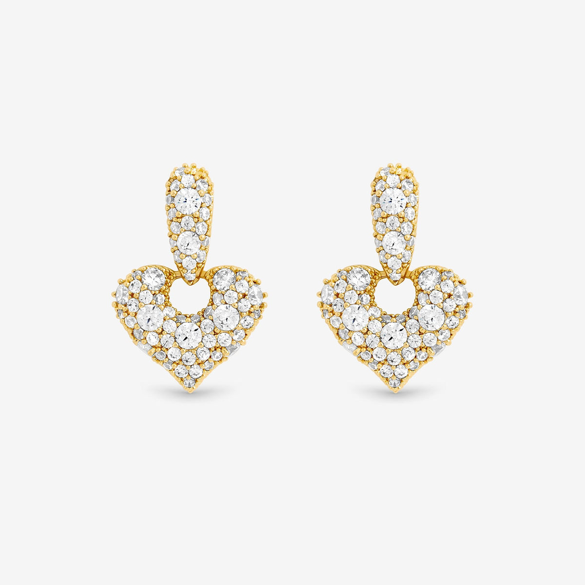 Jon Richard Gold Plated and Pave Heart Door Knocker Earrings