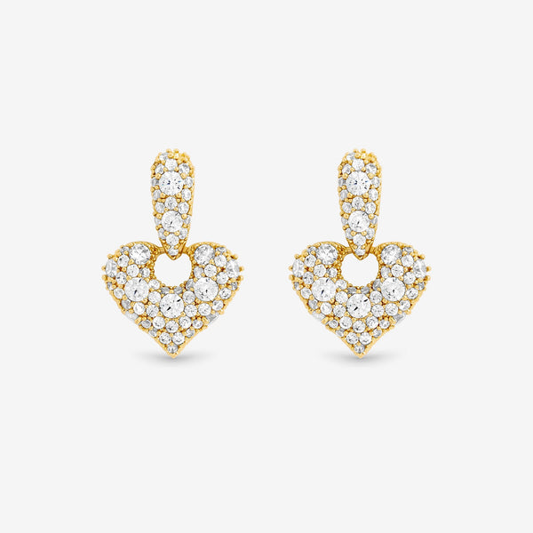 Jon Richard Gold Plated and Pave Heart Door Knocker Earrings
