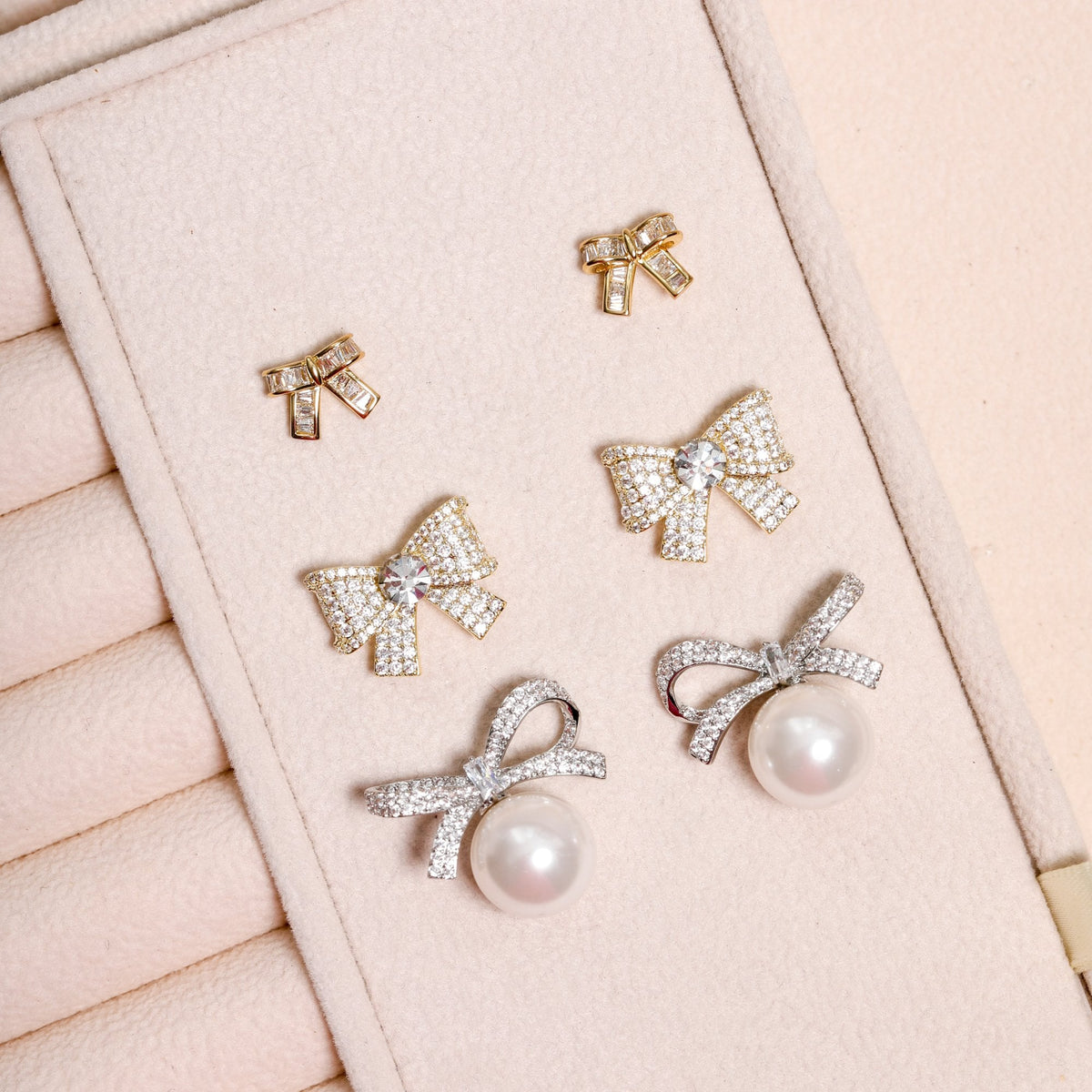 Jon Richard Gold Plated and Crystal Mini Bow Earrings