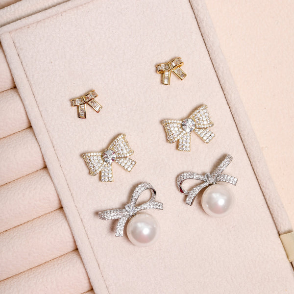 Jon Richard Gold Plated and Crystal Mini Bow Earrings