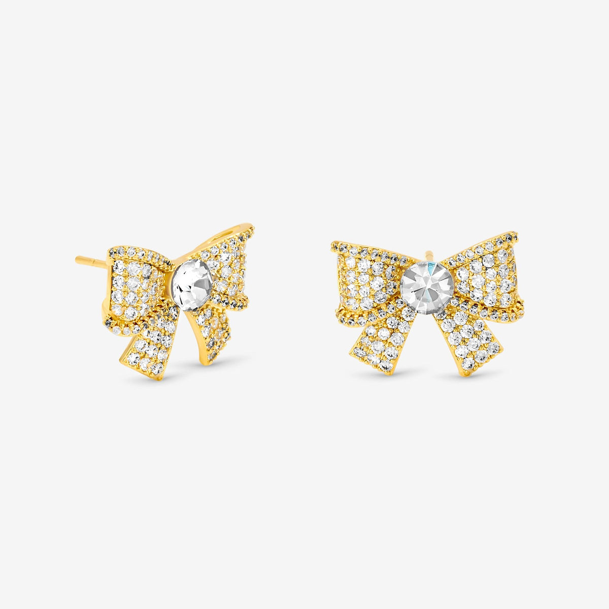 Jon Richard Gold Plated and Pave Bow Studs