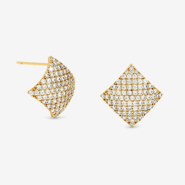 Jon Richard Gold Plated and Pave Diamond Shape Studs