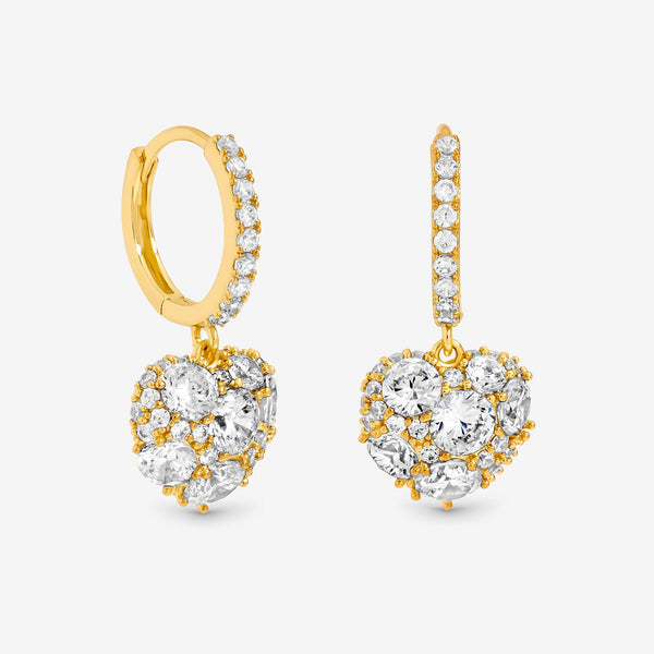 Jon Richard Gold Plated Cubic Zirconia Pave Heart Earrings