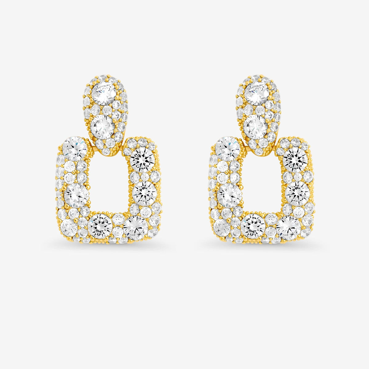Jon Richard Gold Plated and Pave Door Knocker Drop Earrings